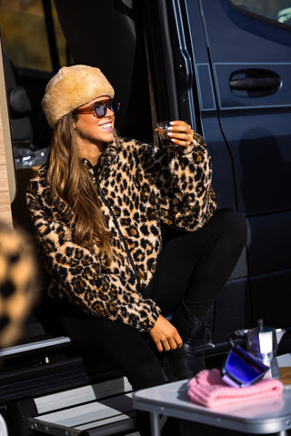 Four Seasons Fluffy Jacket AOP Women | Brown Multi