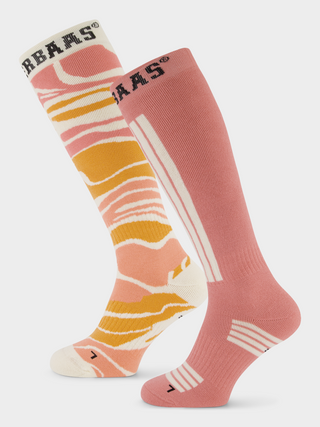 Ski Socks 2-pack | Zebra Pink