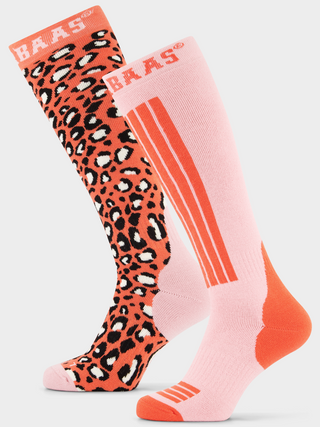 Panther Ski Socks 2-pack | Orange Multi