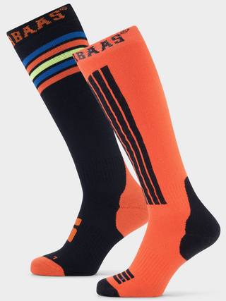 Striped Ski Socks 2-pack | Orange Multi