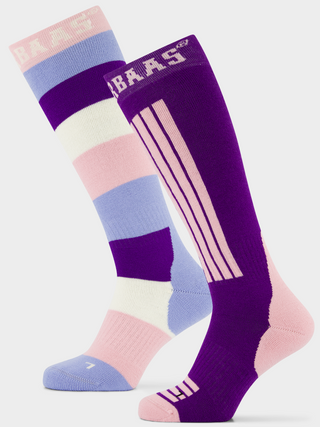 Striped Ski Socks 2-pack | Purple Pink