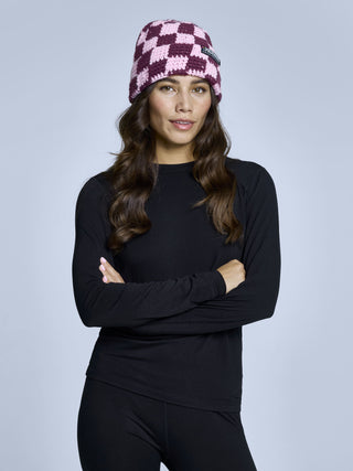 Checkerboard Beanie | Bordeaux